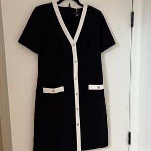 Tommy Hilfiger Black and White Button-Up Dress